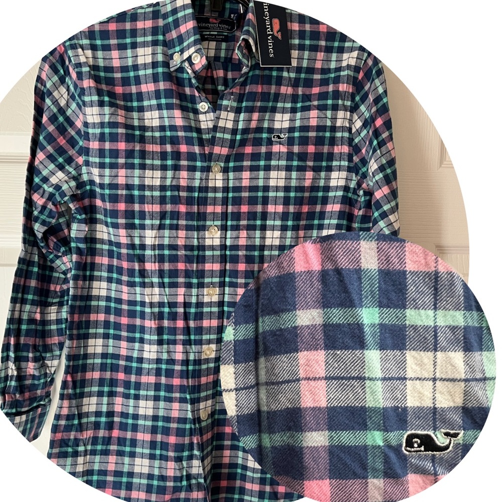 NWT Vineyard Vines Boys Colored  Flannel Plaid Shirt